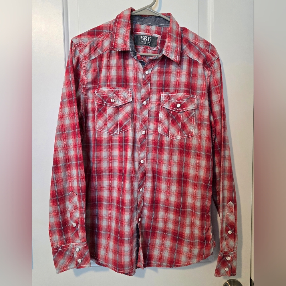 BKE Red Plaid Men's Shirt